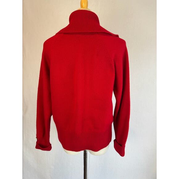 St. John Cashmere Full Zip Knit Cardigan Size P Petite 100% Cashmere Red - Picture 8 of 12